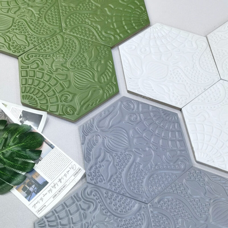 3D Design 184x211mm Handmade tile kitchen Bathroom Backsplash wall Hexagon Mosaic Tile 11 Porto 8