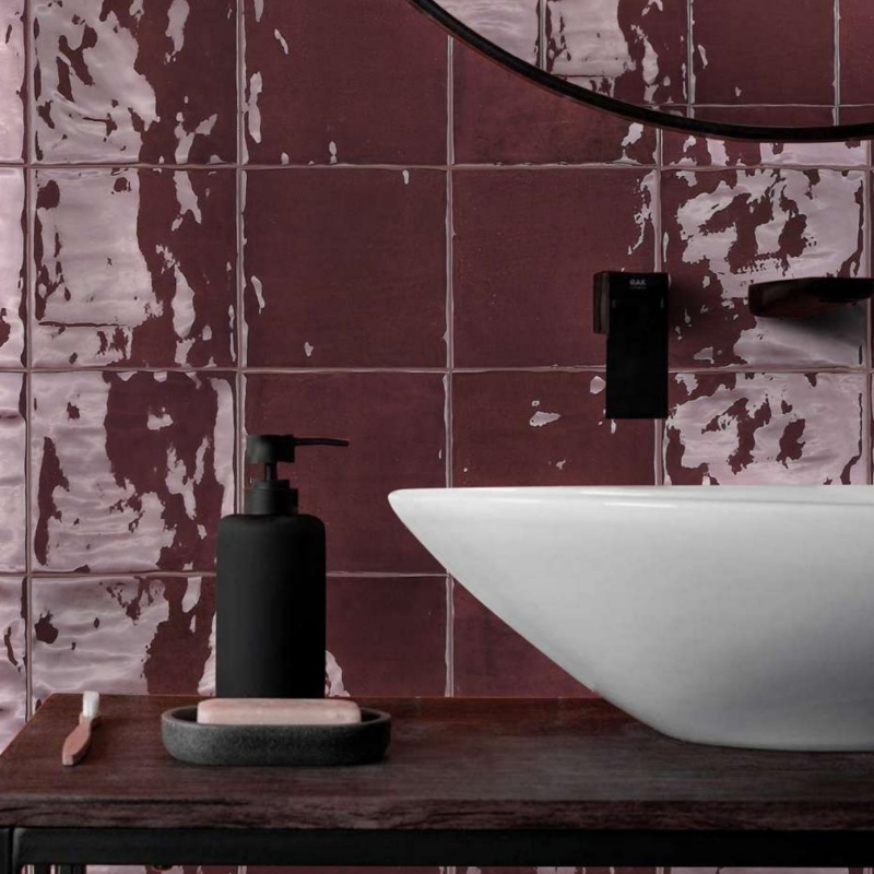 Purple 120x120mm bright transparent handcrafted tiles high end villa hotel living room hall kitchen bathroom background wall mosaics