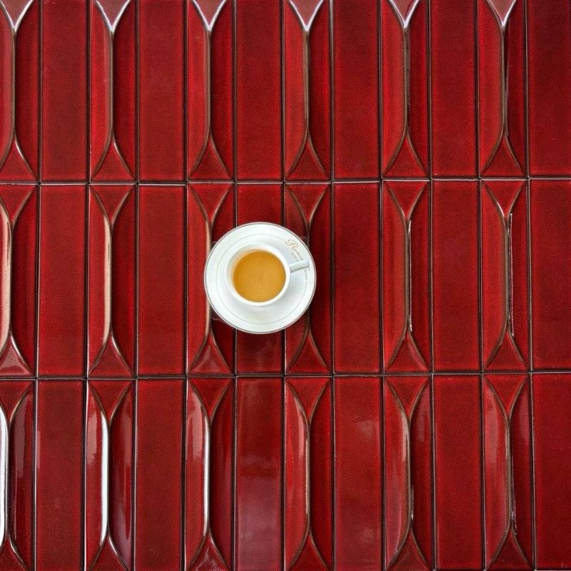 Red Tiles for Villa Exterior Interior Wall Decoration Kitchen and Bathroom Background 3D Glazed Tiles for Living Room 2