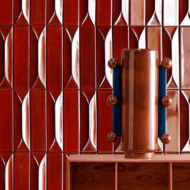 GROSSO-Mosaic Tile Supplier Glass Mosaic Tile Factory Outlet Price 15 Red Tiles for Villa Exterior Interior Wall Decoration Kitchen and Bathroom Background 3D Glazed Tiles for Living Room 3