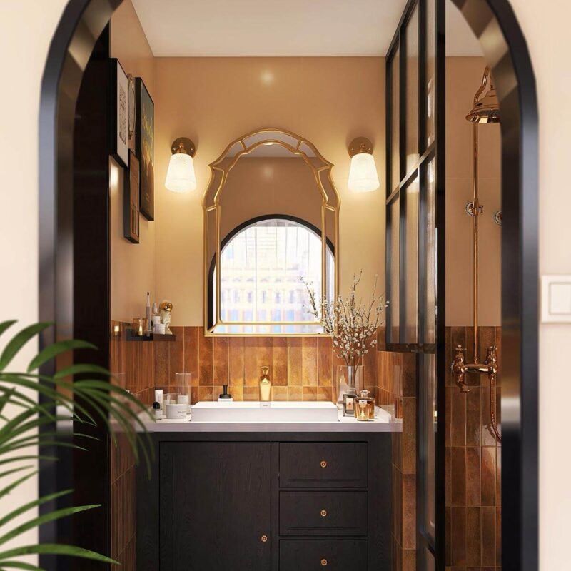 Retro Orange Glaze Porcelain Tile indoor Hotel villa bathroom Background Ceramic Wall Tiles Factory 2