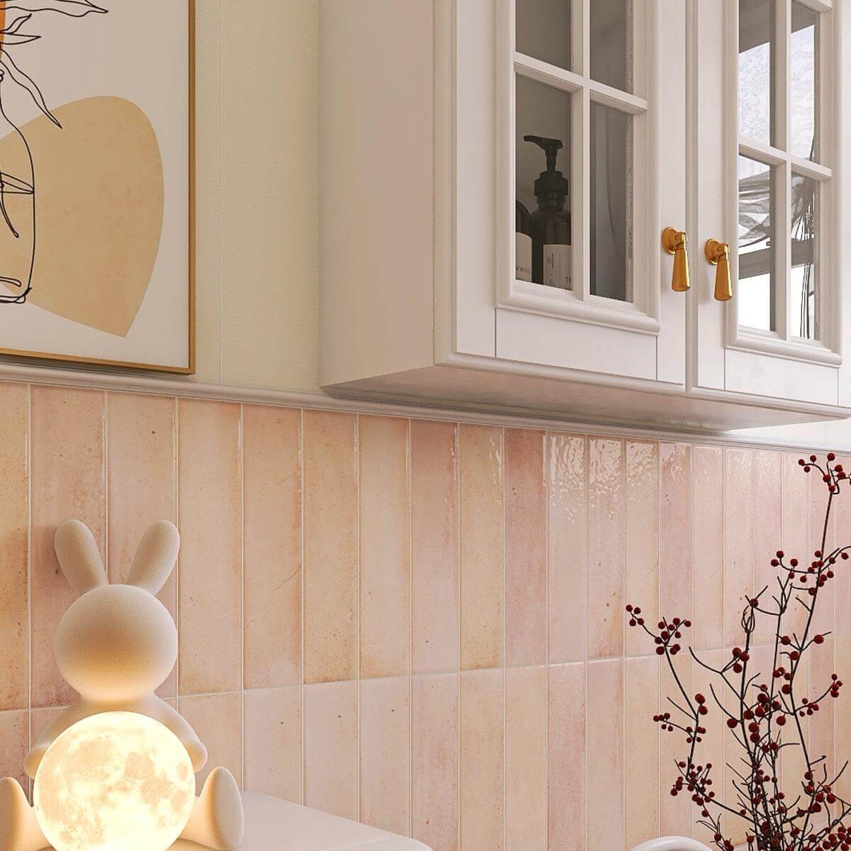 Retro Pink Glaze Porcelain Tile indoor Hotel villa bathroom Background Ceramic Wall Tiles Factory 2 Retro Pink Glaze Porcelain Tile indoor Hotel villa bathroom Background Ceramic Wall Tiles Factory - Image 2