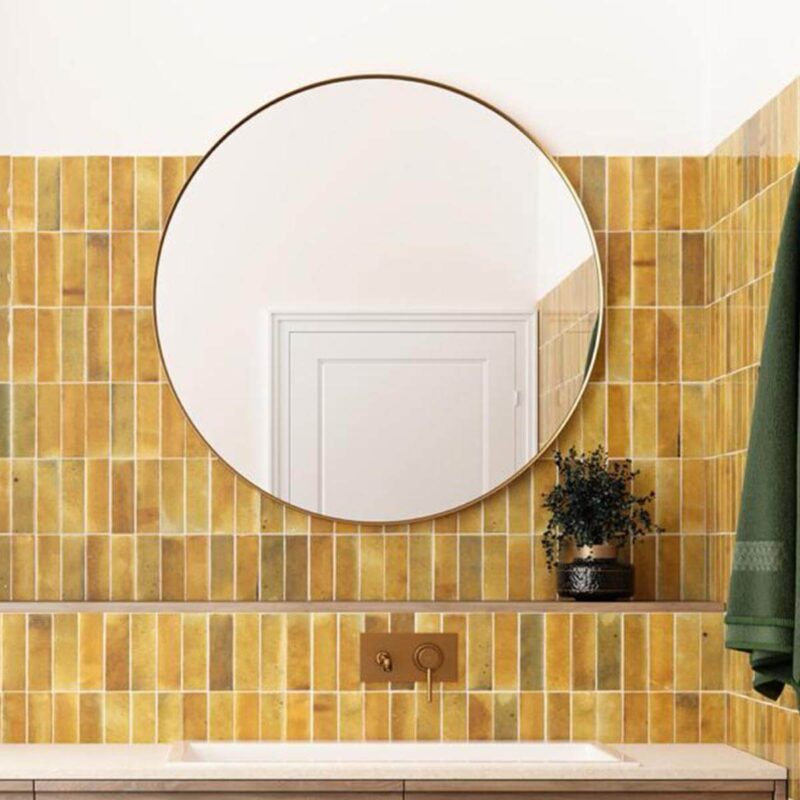 Retro Yellow Glaze Porcelain Tile indoor Hotel villa bathroom Background Ceramic Wall Tiles 4