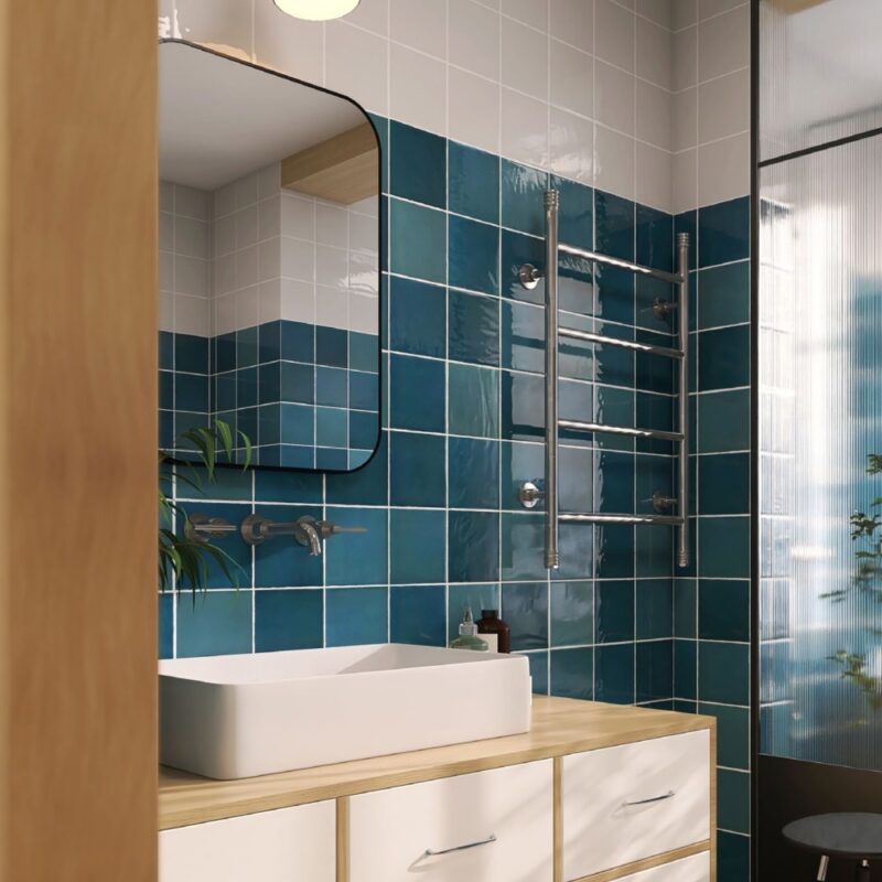 Southeast asia Blue Handmade Tile Interior Kitchen Bathroom Backsplash Shower Wall Tiles Factory wholesaler