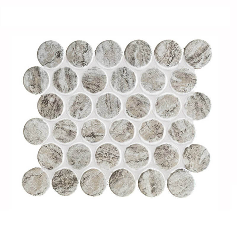 New Unique Inkjet White Carrara 48mm Penny Round Mosaic Kitchen Shower Tile For Bathroom Restroom Backsplash Hotel Project 14 Round Mosaic Tile For Bathroom Restroom marble Round Mosaic