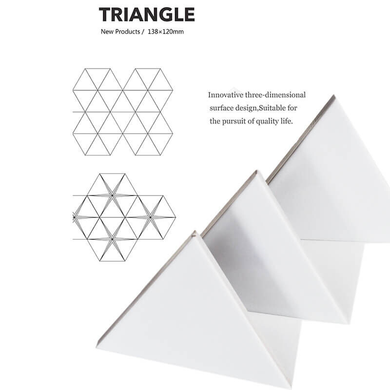 White Geometric Pattern Glazed Ceramic Porcelain Triangle Mosaic Tiles