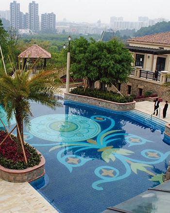 outdoor swimming pool mosaic tile
