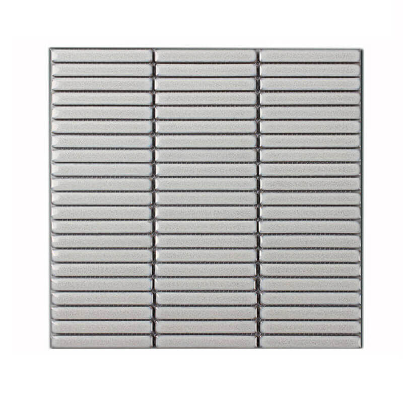 white grey glossy strip ceramic mosaic tile