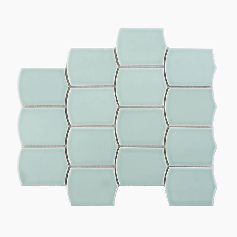 glossy light green glazed porcelain mosaic tile