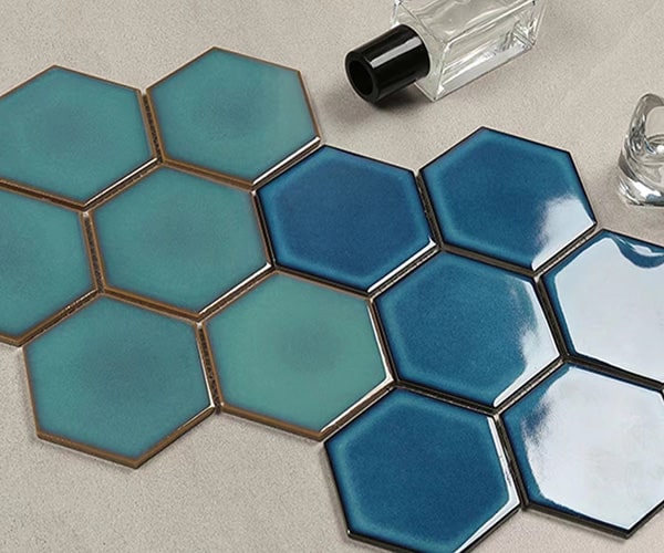 hexagon crystal glazed glossy mesh mounted porcelain mosaic wall tile 1