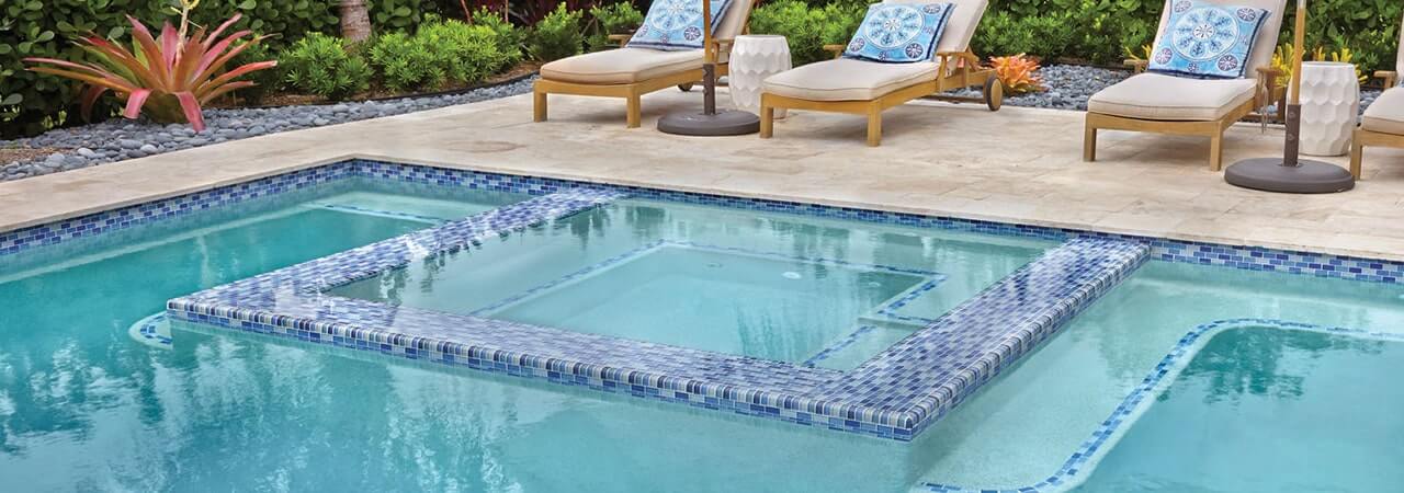 blue bathroom glass mosaic pool tile