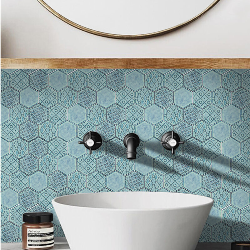 73mm Hexagon Bathroom Ceramic Porcelain Mosaic Tiles 7 未标题 1 1