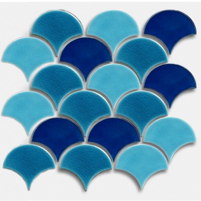 Fan Shaped Crackle Bathroom Backsplash Kitchen Swimming Pool Mosaic Wall Tiles Sale