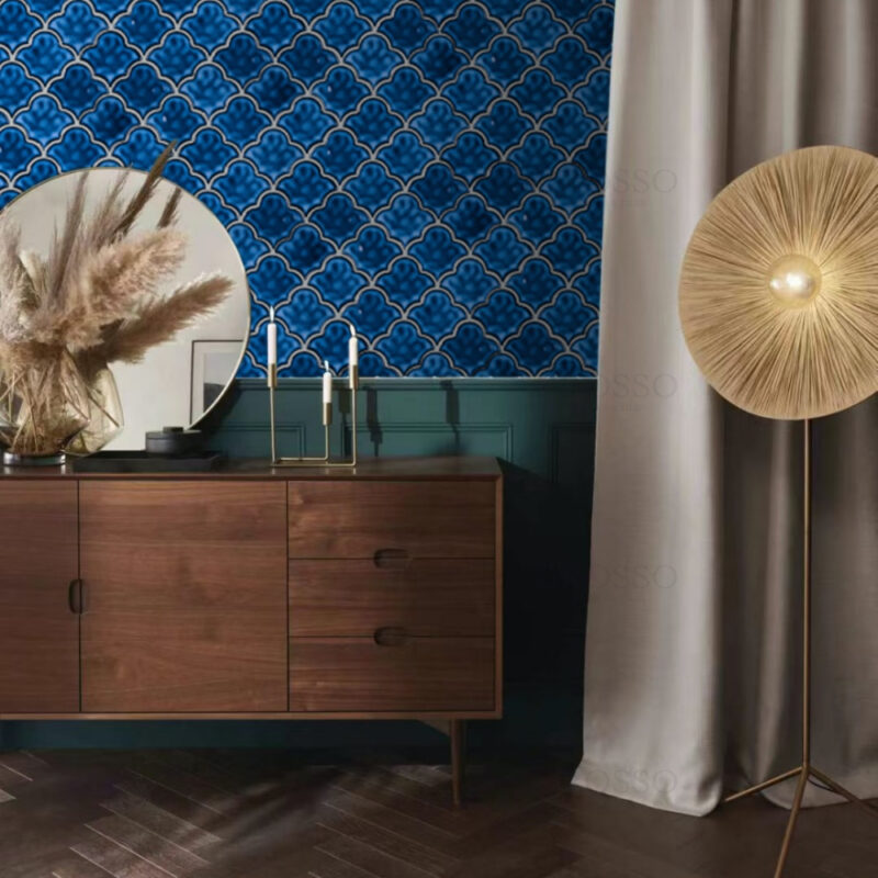 Big flower type Inkjet kitchen Bathroom Backsplash Kitchen Mosaic Wall Tiles 13 蓝色木棉花 1